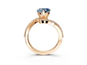 Solitaire Engagement Ring Setting for Fancy Blue Heart-Shaped Center with Pave Bypass Swirl Band and Prong Head in Rose Gold