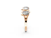 Elongated Cushion Cut Lab-Grown Diamond 4 Stone Wedding Band with Leaf Prongs in Rose Gold