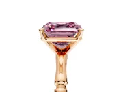 Solitaire Engagement Ring Setting for Fancy Pink Asscher Cut Center with Bamboo Band and Prong Head in Rose Gold