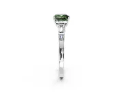 Bar-Set Engagement Ring Setting for Fancy Green Cushion Cut Center with Tapered Baguette Accents and Prong Head in Platinum
