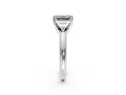 Solitaire Engagement Ring Setting for Emerald Cut Center with Wire Band and Prong Head in Sterling Silver