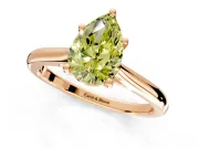 Solitaire Engagement Ring Setting for Fancy Yellow Pear-Shaped Center with Narrow Cathedral Band and Prong Head in Rose Gold