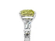 Bar-Set Engagement Ring Setting for Fancy Yellow Cushion Cut Center with Tapered Baguette Accents and Prong Head in White Gold