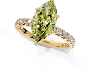 Solitaire Engagement Ring Setting for Fancy Yellow Marquise Center with Shared-Prong Accents and Prong Head in Yellow Gold