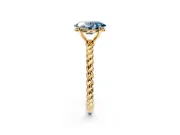 Solitaire Engagement Ring Setting for Fancy Blue Oval Center with 2-Strand Rope Twist Band and Prong Head in Yellow Gold