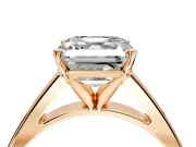 Solitaire Engagement Ring Setting for Asscher Cut Center with Tapered Split Shoulders and Prong Head in Rose Gold