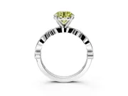 Solitaire Engagement Ring Setting for Fancy Yellow Round Cut Center with Milgrain Bezel Accents and Prong Head in Sterling Silver