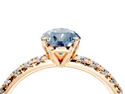 Solitaire Engagement Ring Setting for Fancy Blue Pear-Shaped Center with Large Accents and Prong Head in Rose Gold