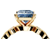 Solitaire Engagement Ring Setting for Fancy Blue Princess Cut Center with Milgrain Bezel Accents and Prong Head in Yellow Gold
