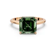 Solitaire Engagement Ring Setting for Fancy Green Asscher Cut Center with Knife Ridge Band and Claw Prong Head in Rose Gold