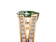 Split Shank Engagement Ring Setting for Fancy Green Pear-Shaped Center with Pave Split Shank and Prong Head in Rose Gold