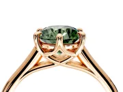 Solitaire Engagement Ring Setting for Fancy Green Round Cut Center with Cathedral Band and Prong Head in Rose Gold