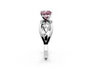 Solitaire Engagement Ring Setting for Fancy Pink Cushion Cut Center with Criss-Cross Accent Band and Prong Head in White Gold