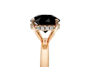 Solitaire Engagement Ring Setting for Fancy Black Round Cut Center with Fine Wire Band and Prong Head in Rose Gold