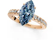 Solitaire Engagement Ring Setting for Fancy Blue Marquise Center with Single Row Accent Band and Prong Head in Rose Gold