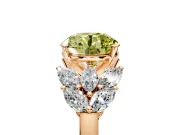 Leaf Cluster Engagement Ring Setting for Fancy Yellow Round Cut Center with Marquise Accents and Prong Head in Rose Gold