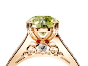 Solitaire Engagement Ring Setting for Fancy Yellow Round Cut Center with Channel Band and Double Claw Prong Head in Rose Gold