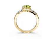 5 Stone Engagement Ring Setting for Fancy Yellow Round Cut Center with Plain Band and Prong Head in Yellow Gold