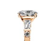 Bar-Set Engagement Ring Setting for Oval Center with Tapered Baguette Accents and Prong Head in Rose Gold