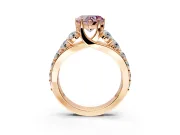 Solitaire Engagement Ring Setting for Fancy Pink Heart-Shaped Center with Graduated Shared Prongs and Prong Head in Rose Gold