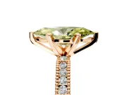 Solitaire Engagement Ring Setting for Fancy Yellow Marquise Center with Milgrain-Edged Pave Band and Prong Head in Rose Gold