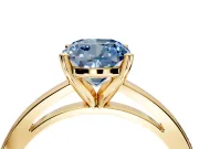 Solitaire Engagement Ring Setting for Fancy Blue Cushion Cut Center with Basket Rail and Prong Head in Yellow Gold