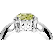Halo Engagement Ring Setting for Fancy Yellow Cushion Cut Center with Tapered Plain Band and Prong Head in Sterling Silver
