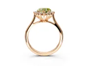 Starburst Halo Engagement Ring Setting for Fancy Yellow Heart-Shaped Center with Thin Round-Wire Band and Prong Head in Rose Gold