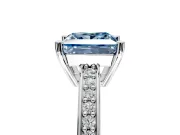 Solitaire Engagement Ring Setting for Fancy Blue Princess Cut Center with Channel-Set Accent Band and Prong Head in Platinum