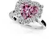 Single Halo Engagement Ring Setting for Fancy Pink Heart-Shaped Center with Corner Claws, Plain Band and Prong Head in Sterling Silver
