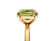 Low-Set Solitaire Engagement Ring Setting for Fancy Yellow Asscher Cut Center with Thin Plain Band and Prong Head in Yellow Gold
