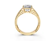 Split Shank Engagement Ring Setting for Princess Cut Center with Pave Split Shank and Prong Head in Yellow Gold