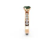 Solitaire Engagement Ring Setting for Fancy Green Round Cut Center with Channel-Set Accents and Prong Head in Rose Gold