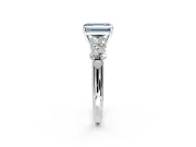 5 Stone Engagement Ring Setting for Fancy Blue Emerald Cut Center with Graduated Accents and Prong Head in Platinum