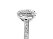 Solitaire Engagement Ring Setting for Radiant Cut Center with Channel Accents and Prong Head in Platinum