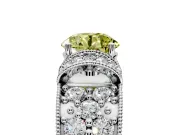 Pave Engagement Ring Setting for Fancy Yellow Round Cut Center with Curved Accent Rows, Openwork and Prong Head in Sterling Silver