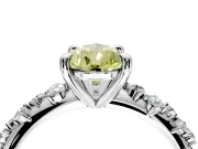 Solitaire Engagement Ring Setting for Fancy Yellow Pear-Shaped Center with Trailing Leaf Accent Band and Prong Head in Sterling Silver