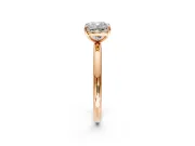 Low-Set Solitaire Engagement Ring Setting for Cushion Cut Center with Thin Plain Band and Prong Head in Rose Gold