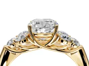 Cluster Engagement Ring Setting for Cushion Cut Center with Round Cut Accent Frame and Prong Head in Yellow Gold