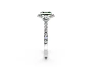 Floral Engagement Ring Setting for Fancy Green Asscher Cut Center with Pave Band and Floral Prong Head in Sterling Silver