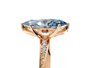 Side Accent Engagement Ring Setting for Fancy Blue Marquise Center with Accent Shoulders and Prong Head in Rose Gold