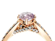 Solitaire Engagement Ring Setting for Fancy Pink Marquise Center with Crossover Accents and Prong Head in Rose Gold
