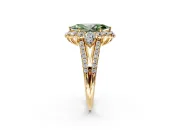 Halo Engagement Ring Setting for Fancy Green Marquise Center with Two-Strand Split Shank and Prong Head in Yellow Gold