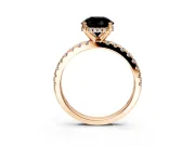 Solitaire Engagement Ring Setting for Fancy Black Round Cut Center with Band of Accents and Prong Head in Rose Gold