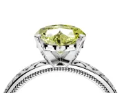 Solitaire Engagement Ring Setting for Fancy Yellow Heart-Shaped Center with Milgrain X Pattern Band and Prong Head in Platinum