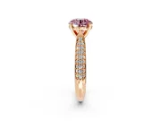 Solitaire Engagement Ring Setting for Fancy Pink Round Cut Center with Multi-Row Accents and Prong Head in Rose Gold