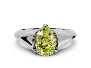 Tension Engagement Ring Setting for Fancy Yellow Pear-Shaped Center with Wide Tapered Band and Tension Head in Sterling Silver