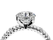 Rope Engagement Ring Setting for Round Cut Center with Accent Shoulders and Prong Head in Platinum