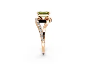 Solitaire Engagement Ring Setting for Fancy Yellow Emerald Cut Center with Pave Bypass Swirl Band and Prong Head in Rose Gold