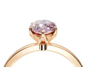 Solitaire Engagement Ring Setting for Fancy Pink Marquise Center with Thin Rounded Plain Band and Prong Head in Rose Gold